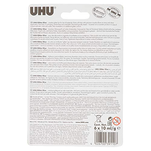 UHU- Pegamento Decorativo con Purpurina, Multicolor, 610 ml (39110)
