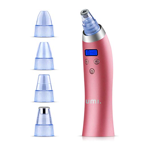 Umi. Blackhead Remover Vacuum Suction Facial Pore Cleaner Electric Acne Comedone Extractor Kit with 4 Replacement Head & LCD Screen for Women and Men Black Heads Extraction (Pink)