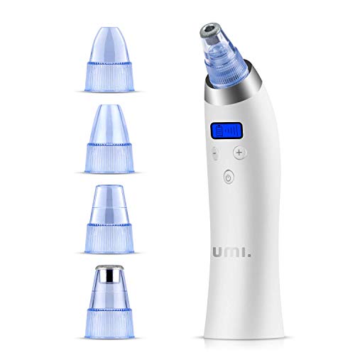 UMI by Amazon limpiador de poros electrico Succionador de puntos negros y limpiador facial de poros con pantalla LCD y cuatro cabezales extraíbles 5 Velocidades Potente Extractor, lanco