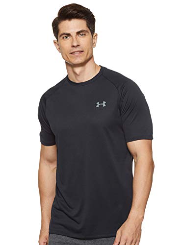 Under Armour Tech 2.0. Camiseta masculina, camiseta transpirable, ancha camiseta para gimnasio de manga corta y secado rápido, Black/Graphite (001), LG