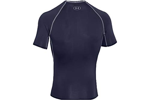 Under Armour UA Heatgear Short Sleeve Camiseta, Hombre, Azul (Midnight Navy/Steel 410), M