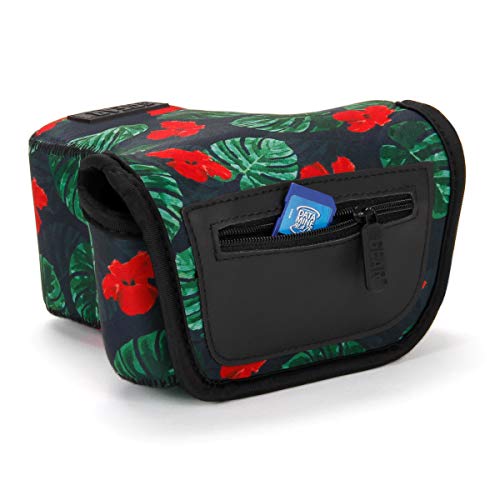 USA Gear Funda para Cámara DSLR con Protección de Neopreno, Presilla para Cinturón y Almacenamiento de Accesorios - Compatible con Nikon D3400, Canon EOS Rebel SL2, Pentax K-70 y más - Tropical