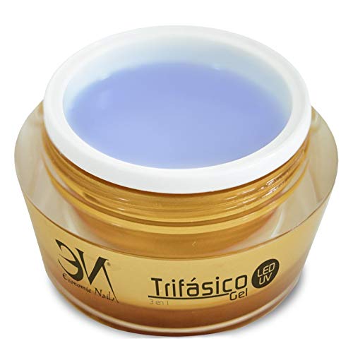 UV/Led Gel Trifasico 50ml de Economic Nails | Gel 3en1 para uñas | Super Resistente y Ultra Brillo