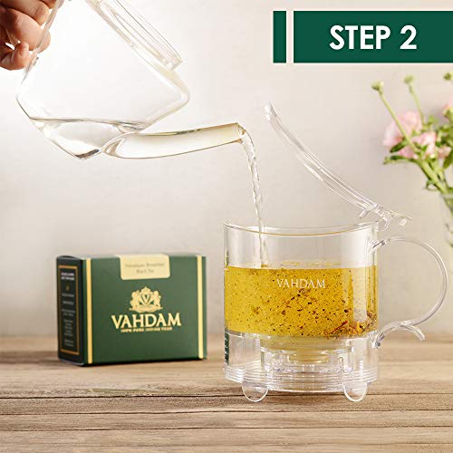 VAHDAM, infusor de te Imperial, 16 oz, Tetera de dispensación Inferior | 100% Seguro - Aprobado por LA FDA - TRITAN SIN BPA | Drain-Tap Technology | Mejor Tetera con infusores para té Suelto