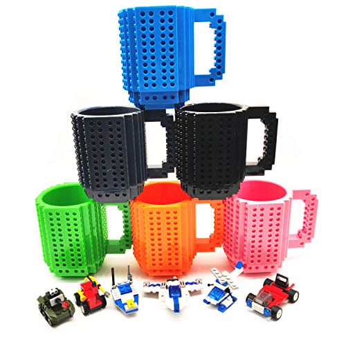 VANUODA Build-on Brick Mug, Tazas Desayuno, Regalos para Hombres Papá Él Amigos Niños Adulto, Originales Regalo Ideal para Navidad Pascua Dia del Padre Cumpleaños, Compatible con Lego (Verde)