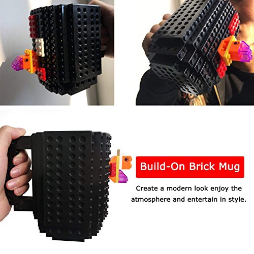 VANUODA Build-on Brick Mug, Tazas Desayuno, Regalos para Hombres Papá Él Amigos Niños Adulto, Originales Regalo Ideal para Navidad Pascua Dia del Padre Cumpleaños, Compatible con Lego (Verde)