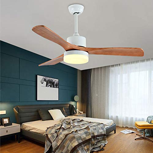 Ventilador De Techo Iluminado Moderno Europeo con Hoja De Ventilador De Madera De Sicomoro De Color Y 3 Luces Led De Bajo Consumo De ConversióN De Color 24w, LáMpara De ArañA De La Sala De Esta