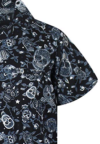 V.H.O. Funky Camisa Hawaiana, Skull, Grey, M