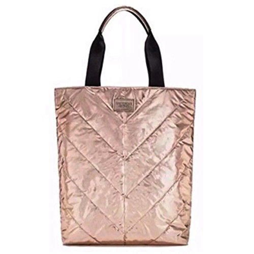 Victoria's Secret Beige Canvas Rose Gold Tote Bag SPRING 2017 Limited Edition