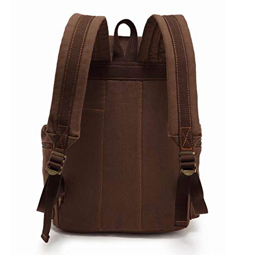 Vintage Mochila de Lona de Marcha Bolsa Escolar Uní Mochilas Sport para Hombres Mujer Casual Marrón Oscuro