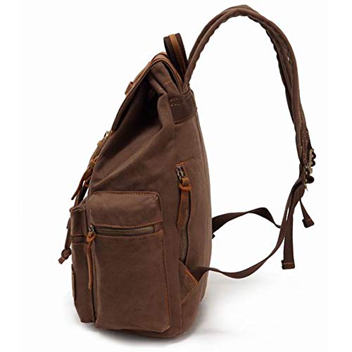 Vintage Mochila de Lona de Marcha Bolsa Escolar Uní Mochilas Sport para Hombres Mujer Casual Marrón Oscuro