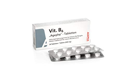 Vitamina B6 de AGEPHA PHARMA | Tabletas de Piridoxina de 20mg | Tabletas para Deficiencia de Vitamina B6 para Diabéticos y Embarazadas | 20 Tabletas