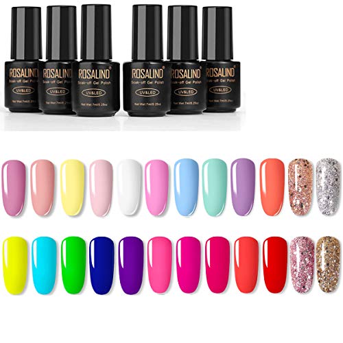 VOXURY Esmaltes Semipermanentes de Pastel, 24 Colores de Neón Esmaltes de Uñas en Gel UV LED para Manicura 7ml