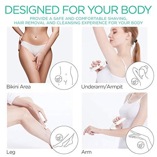 VOYOR 5 en 1 Afeitadora Mujer Eléctrica Rasuradora Femenina Depiladora Para Bikini, Rostro y Cuerpo, Maquinilla de Afeitar para Damas Máquina de Afeitar, Inalámbrico Recargable Impermeable ES500