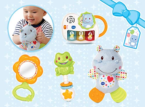 VTech - Canastilla de juguetes, estuche de regalo para bebé recién nacido que incluye peluche mordedor, sonajero, piano interactivo y espejo de seguridad (80-522022)