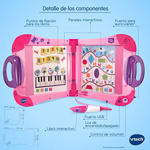 VTech Magibook Enseña a Aprender, ¿Qué Quieres Saber Hoy Vocabulario, Mates, Ciencias, Horas de Entretenimiento, Libros interactivos, Color Rosa, (80-602157)