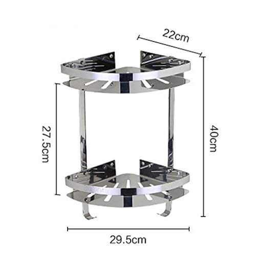 WANBAO Estante de Esquina Estantes de Ducha de baño, Cesta de Esquina Estante de 2 Niveles Estante de Acero Inoxidable Estante Cromado Organizador de Ducha montado en la paredZwj-0986, A