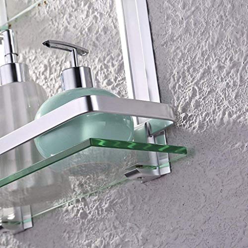 WANBAO Estantes de Vidrio para baño de 2 Niveles, Carrito de Ducha, Canasta de baño, Estante de Almacenamiento, Estante de Aluminio montado en la paredZwj-0986