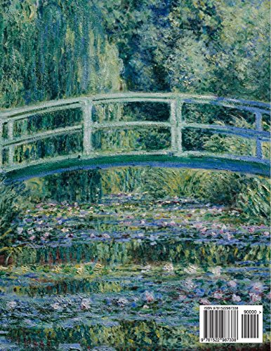 Water lilies and Japanese bridge, Claude Monet. Graph paper journal: 150 pages,  8.5 x 11 inches (21.59 x 27.94 centimeters), diary, composition book. Laminated.