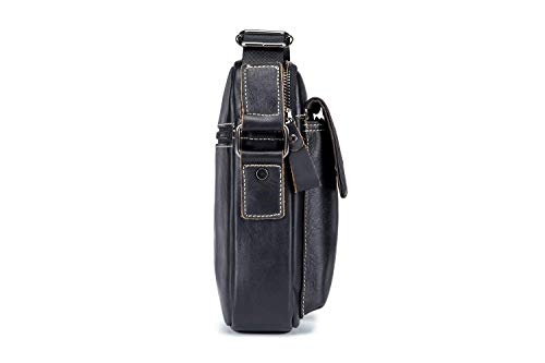 WeeDee Bolso Hombre Bandolera Cuero Vintage Crossbody Bolso de Mano Bolsa de Messenger Piel Práctico Bolso de Negocios Bolsa Cruzada Cuerpo (Nero)