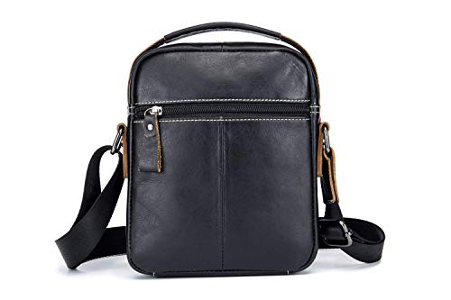 WeeDee Bolso Hombre Bandolera Cuero Vintage Crossbody Bolso de Mano Bolsa de Messenger Piel Práctico Bolso de Negocios Bolsa Cruzada Cuerpo (Nero)