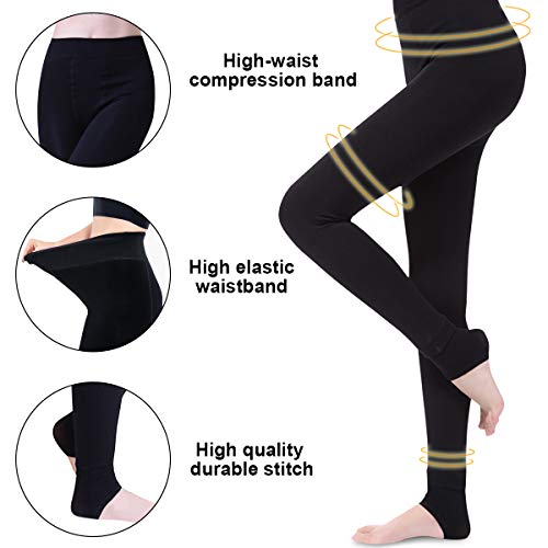 Weeygo 2 Pares Leggings para Mujer, Cálidas de Invierno Pantalones de Talle, Elásticos Cintura Alta Forrado de Terciopelo Grueso Calientes Bragas, Leggings Térmicos Medias para Niña