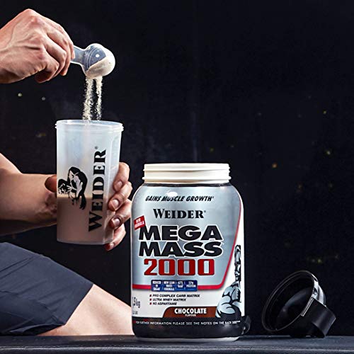 Weider Mega Mass 2000 Sabor Fresa (1500 g). 67% de hidratos y 16% proteínas. Enriquecido con Vitaminas y Minerales. Con menos azúcares