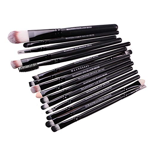 Weimay Brochas de Maquillaje，15pcs Maquillaje Profesional Pinceles Cerdas de Fibra Sintética Suaves ，Kit de Brochas Maquillaje （Brown）