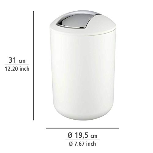 Wenko Brasil Cubo con Tapa 6.5 L, Elastómero Termoplástico (TPE), Blanco, 19.5x19.5x31 cm