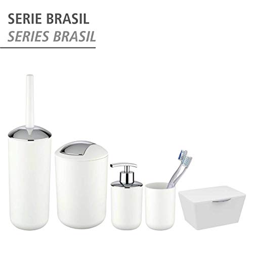 Wenko Brasil Cubo con Tapa 6.5 L, Elastómero Termoplástico (TPE), Blanco, 19.5x19.5x31 cm