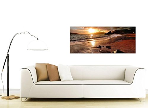 Wide Canvas Prints of a Beach Sunset for your Living Room - Modern Seaside Wall Art - 1131 - WallfillersÃ‚Â® by Wallfillers