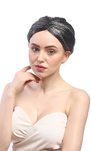 WIG ME UP- 4007-P103/309 Peluca señoras Carnaval Prima Ballerina Gris Negro estrías moño Abuela institutriz