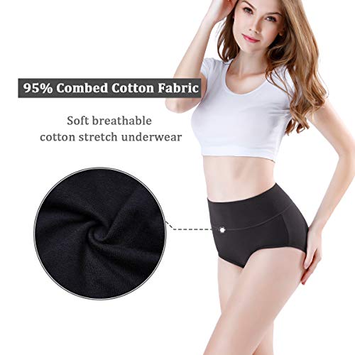 wirarpa Braguitas Culotte Algodón para Mujer Bragas de Cintura Alta Cómodo Faja Reductora Ajustan Pack de 4 Talla 46-48