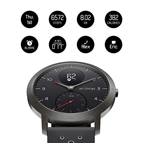 Withings Steel HR Sport Reloj Inteligente Híbrido, Unisex Adulto, Negro, 40 mm