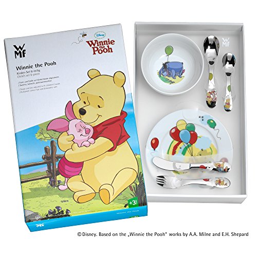 WMF Disney Winnie the Pooh - Vajilla para niños 6 piezas, incluye plato, cuenco y cubertería (tenedor, cuchillo de mesa, cuchara y cuchara pequeña) (WMF Kids infantil)