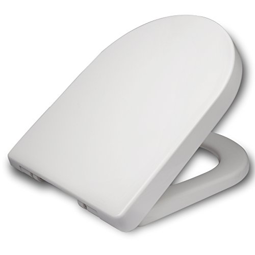 WOLTU Tapa de WC Tapa de Inodoro Asiento de Inodoro Bisagra de Cierre Suave Instalar Rápida/Demontar Rápida, Plastico Antibacteriano Blanco WS2543