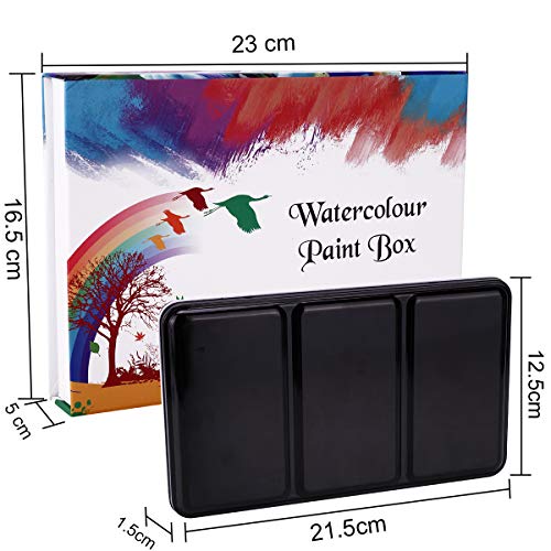 WOSTOO Set de Pinturas de Acuarela-50 Pzas Pintura de Acuarela Portatiles Set de Pinturas de Acuarela Sólida-36 Colores,2 Cepillos de Depósito de Agua, 2 Pincel de Nylon y 10 Papel