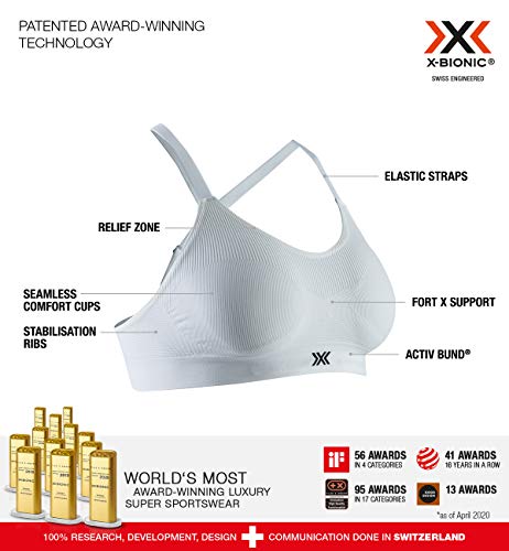 X-Bionic Energizer 4.0 Sina Sports Bra Sujetador Deportivo Ajustable Mujer, Mujer, Arctic White, M