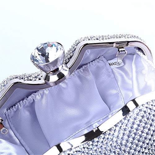 XiaoZou Rhinestone Cristal Embrague Cartera Hebilla de mariposa Bolso de noche de embrague de satén for mujer Bolso de embrague de forma de manzana Monedero Bolsa de cosméticos for la fiesta Cóctel de