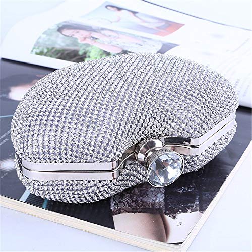 XiaoZou Rhinestone Cristal Embrague Cartera Hebilla de mariposa Bolso de noche de embrague de satén for mujer Bolso de embrague de forma de manzana Monedero Bolsa de cosméticos for la fiesta Cóctel de