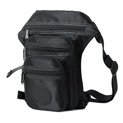 Xieben Nylon Impermeable Gota Bolsa De Pierna para Hombres Mujeres Motocicleta Montar Crossbody Hombro Cintura Paquete De Fanny Viajes Deportes Al Aire Libre Negro