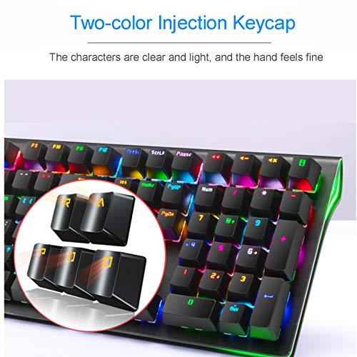 XINKO Teclado mecánico RGB Gaming Interruptores de 34 Colores Teclados USB con Cable con reposamuñecas Desmontable Programable para PC Gamer Computadora de Escritorio (Negro)