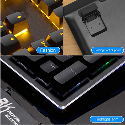 XINKO Teclado mecánico RGB Gaming Interruptores de 34 Colores Teclados USB con Cable con reposamuñecas Desmontable Programable para PC Gamer Computadora de Escritorio (Negro)