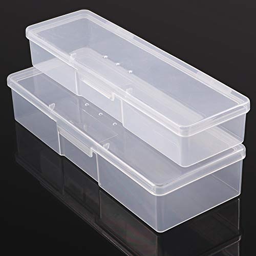 Xiton 1 pieza de uñas de arte Caja de Herramientas de almacenamiento rectangular caja de almacenaje Clear Mini caja de almacenaje el arte del clavo caja de herramientas Organizador(transparente)