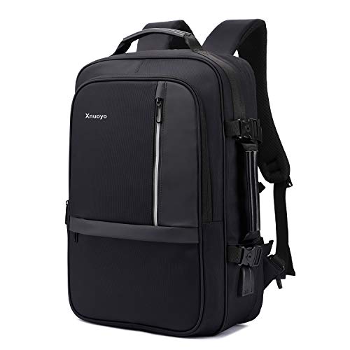 Xnuoyo Mochila para Portátil Hombre, Resistente al Agua Multifuncional Convertible TSA Mochila de Viaje Cabina como Equipaje de Mano Puerto USB de Negocios Trabajo Ordenador para Hombre Mujer (Negro)