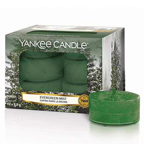 Yankee Candle Velas de Té Aromáticas, Neblina Incesante, Colección Alpine Christmas, 12 Unidades