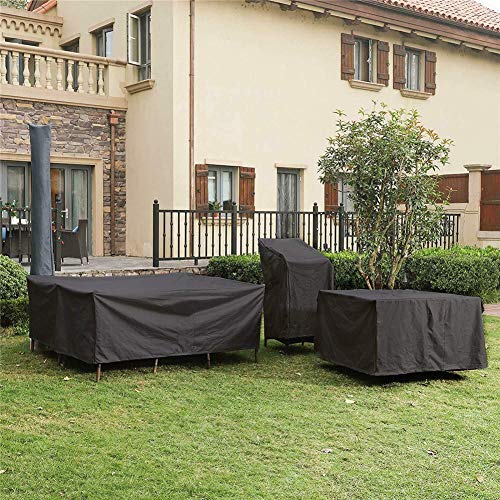 YCDZ Garden Furniture Cover with Air Vent, Waterproof, Windproof, Anti-UV, Heavy Duty Rip Proof Oxford Fabric Patio Set Cover, Garden Table Cover, Rectangular (170 x 94 x 70 cm,Negro)