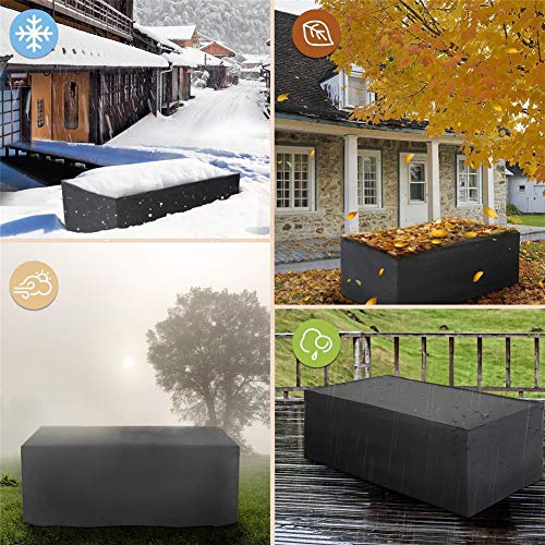 YCDZ Garden Furniture Cover with Air Vent, Waterproof, Windproof, Anti-UV, Heavy Duty Rip Proof Oxford Fabric Patio Set Cover, Garden Table Cover, Rectangular (170 x 94 x 70 cm,Negro)