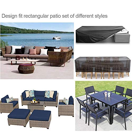 YCDZ Garden Furniture Cover with Air Vent, Waterproof, Windproof, Anti-UV, Heavy Duty Rip Proof Oxford Fabric Patio Set Cover, Garden Table Cover, Rectangular (170 x 94 x 70 cm,Negro)