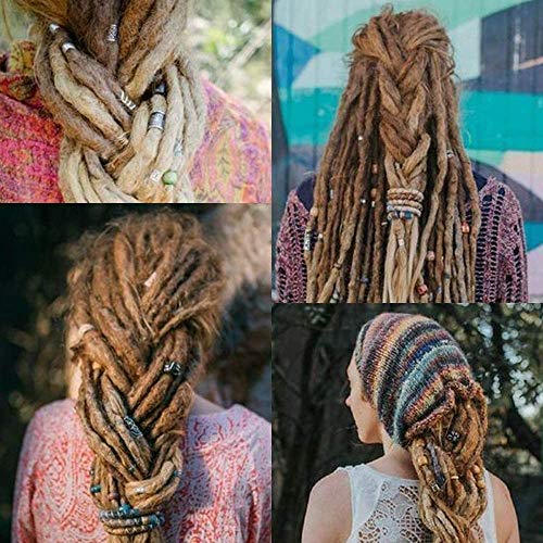 YMHPRIDE 36 piezas de cuentas de barba vikinga, cuentas de tubo de pelo nórdicas antiguas, cuentas de rastas para trenzar el cabello, pulsera, colgante, collar, plata, decoración del cabello